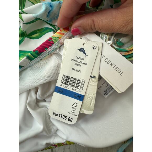Tommy Bahama Women’s White Orchid Garden Underwire Bandini Swim Top Size XL - Picture 7 of 10